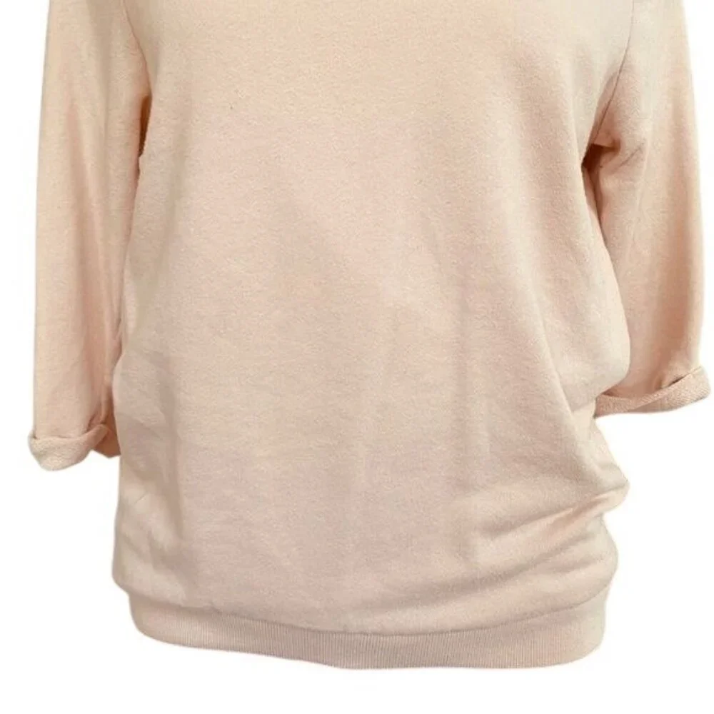 H&M Rhinestone Sweatshirt Light Pink 3/4 Sleeve Sweater Size S - Picture 5 of 11